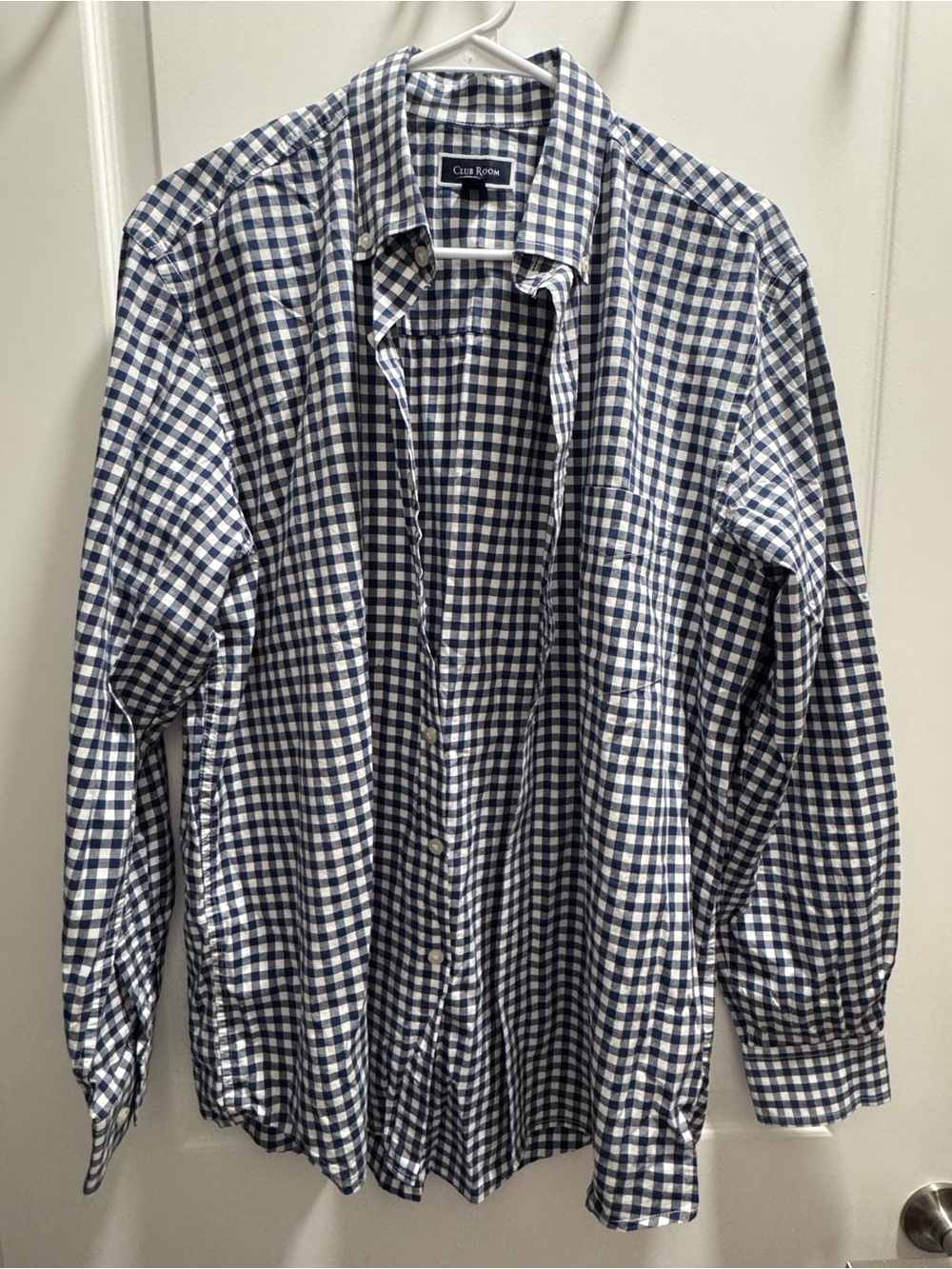Club Room Blue and White Gingham Button-Down Shirt